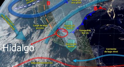 Frente frío 23 traerá más lluvias a Hidalgo este martes 14 de enero