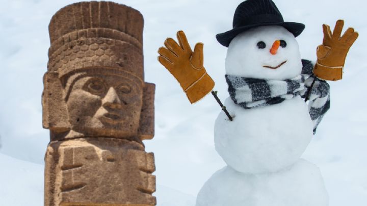 Hidalguense recrea a los Atlantes de Tula en la nieve I Fotos