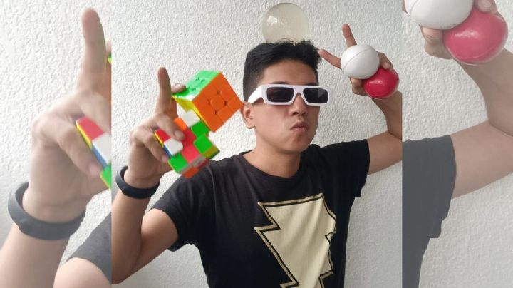 Con cubo rubik y malabares, joven veracruzano sorprende con su talento en un video viral