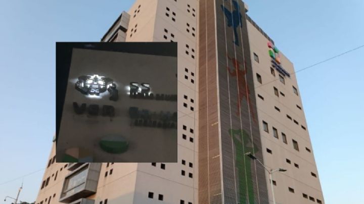 Tras visita de Nahle, se caen letrero de la Torre Pediátrica de Veracruz