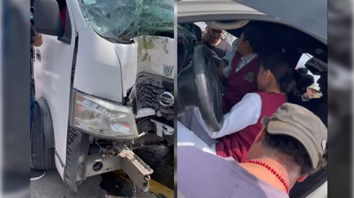 Choca unidad de transporte público usado como escolar en Coacalco