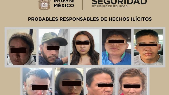 Caen nueve presuntos integrantes de grupo delictivo en el Edomex