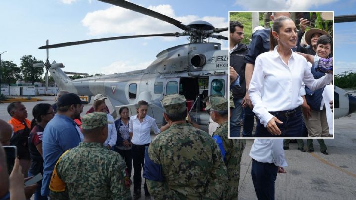 Sin Nahle, presidenta Claudia Sheinbaum visita El Higo, Veracruz, incomunicado por lluvias