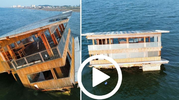 Segundo módulo del restaurante ”El Atracadero” de Tuxpan encalla frente a costas de Coatzacoalcos