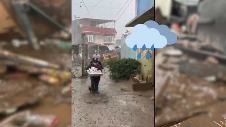 Fuerte lluvia en Poza Rica, hoy 19 de octubre, a más de una semana de inundación