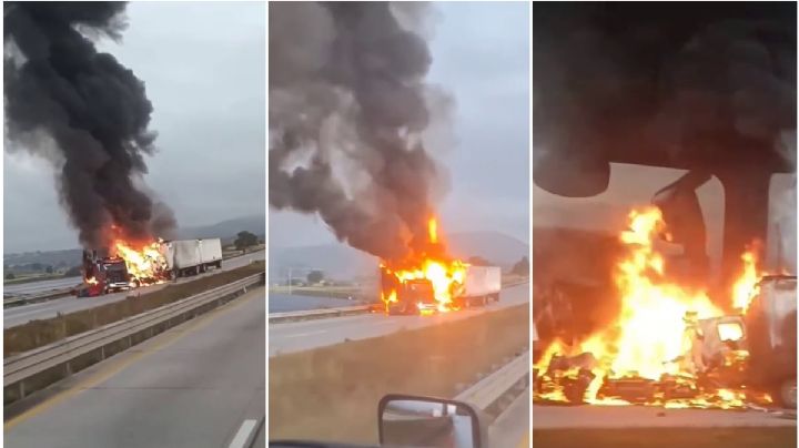 Colapsa el Arco Norte en Hidalgo por accidente de tráileres que se incendiaron | VIDEO