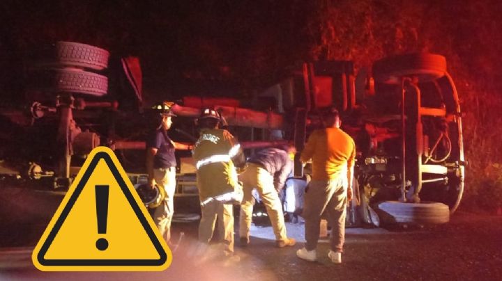 Vuelca camión que transportaba leche en la carretera Coscomatepec - Huatusco de Veracruz