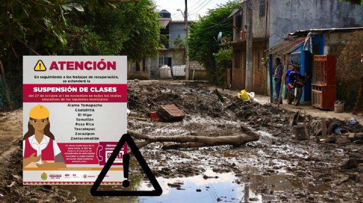 Extienden suspensión de clases en sólo 8 municipios de Veracruz tras inundaciones