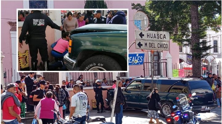 Camioneta prensa a peatón contra barda de iglesia La Asunción en Pachuca | VIDEO