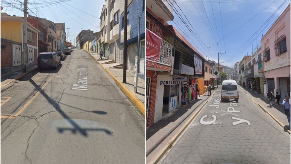 Izquierda: calle Arista; derecha: calle Morelos