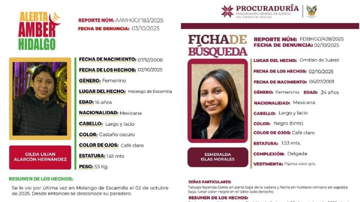 En un mismo día desaparecen dos mujeres en Hidalgo; una es adolescente