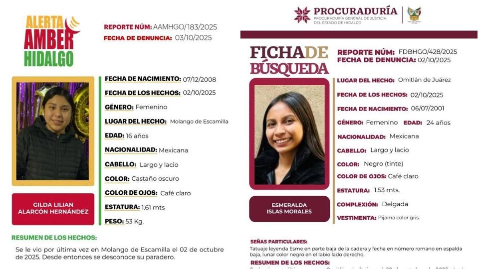 Izquierda: Gilda Lilian Alarcón Hernández; derecha: Esmeralda Islas Morales