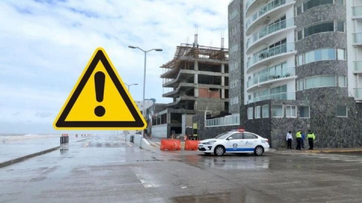 Frente frío 13: cierran Bulevar Ávila Camacho en Boca del Río por oleaje elevado