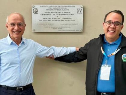 Líder del IMSS le puso su nombre a la alberca