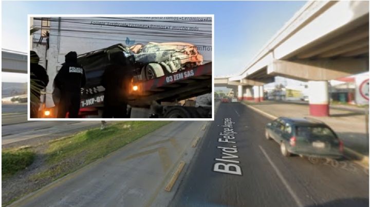 Accidente al sur de Pachuca: vehículo choca contra base de puente, un muerto y un herido