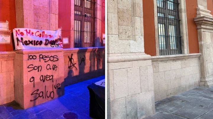 Limpian Palacio Municipal de pintas de marcha de generación Z