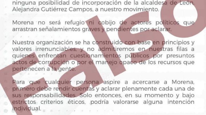 Morena responde: es falso el comunicado que se compartió sobre el rechazo de Ale Gutiérrez