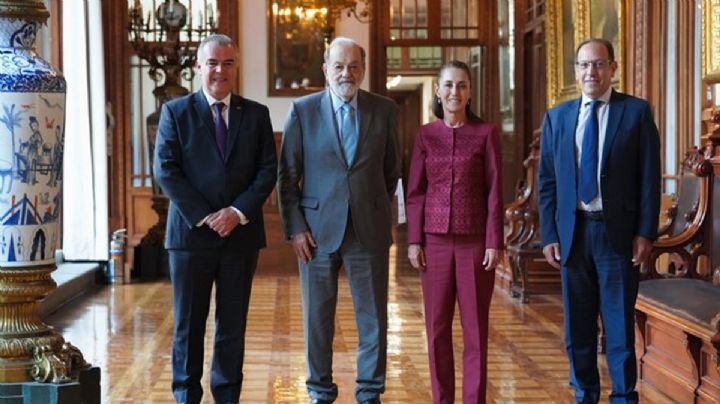 Carlos Slim y líder del CCE visitan a Claudia Sheinbaum en Palacio Nacional