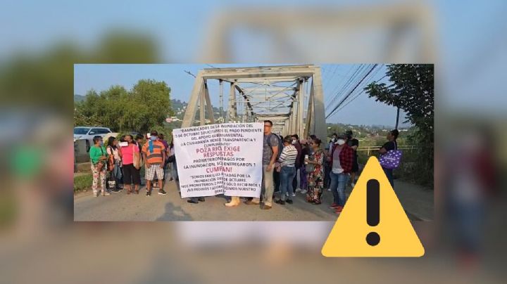 Damnificados bloquean puente Cazones I en Poza Rica; exigen segundo pago de apoyos