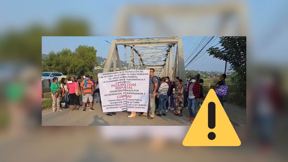 Damnificados bloquean puente Cazones en Poza Rica; reclaman falta de pago de segundo apoyo
