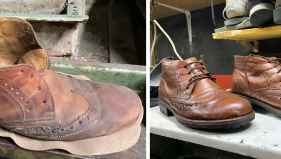 El asombroso antes y después de unos zapatos viejos restaurados por Don Nico