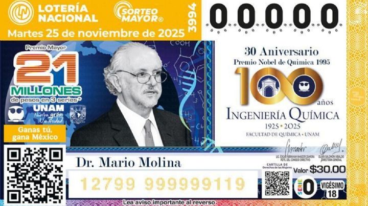 Lotería Nacional celebra 100 años de la Ingeniería Química y al Nobel de Mario Molina
