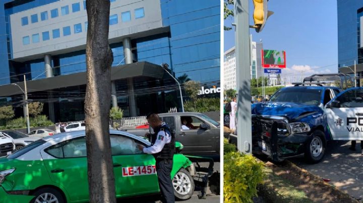 Chocan patrulla y taxi en el López Mateos, frente al Hotel Stadium