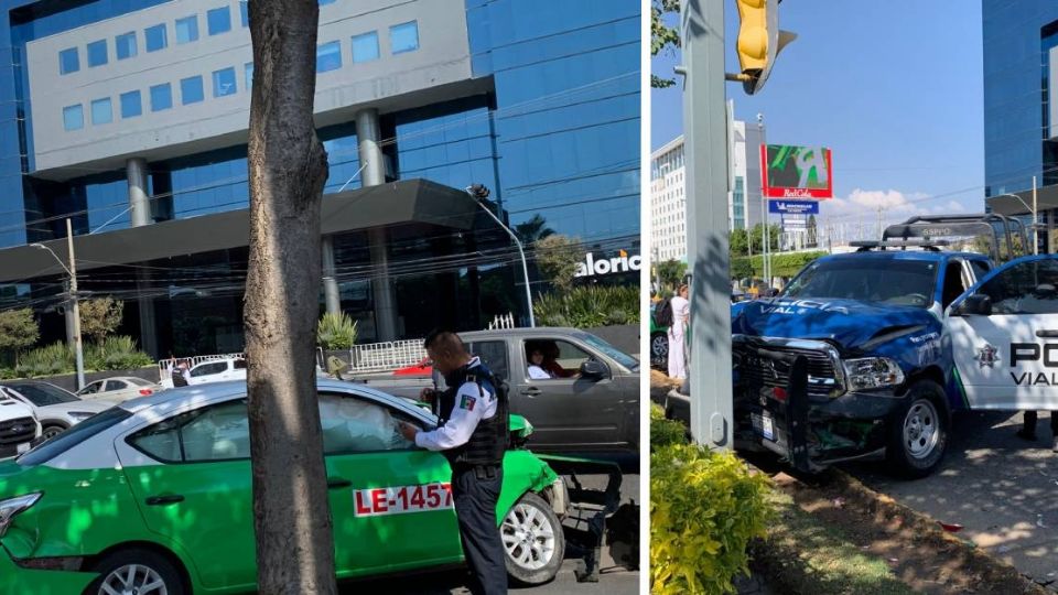 Al parecer la unidad policiaca se pasó el semáforo en rojo provocando el percance.