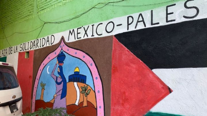 Palestinos realizan mural en León  y celebran la solidaridad México Palestina