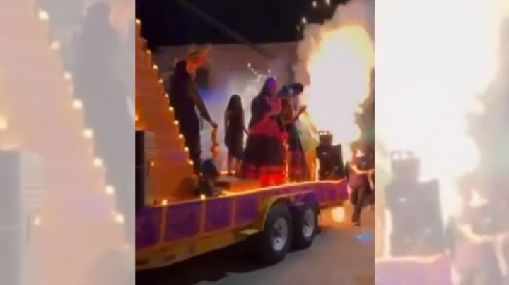 VIDEO: el momento exacto de la explosión de carro alegórico en desfile de Día de Muertos en Morelos