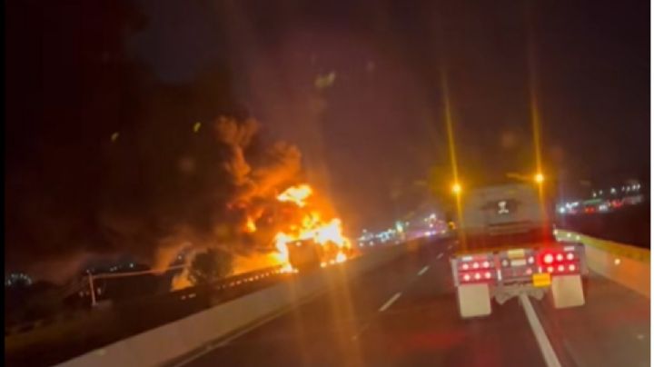 Cierran circulación del Arco Norte por incendio de tractocamión, toma rutas alternas