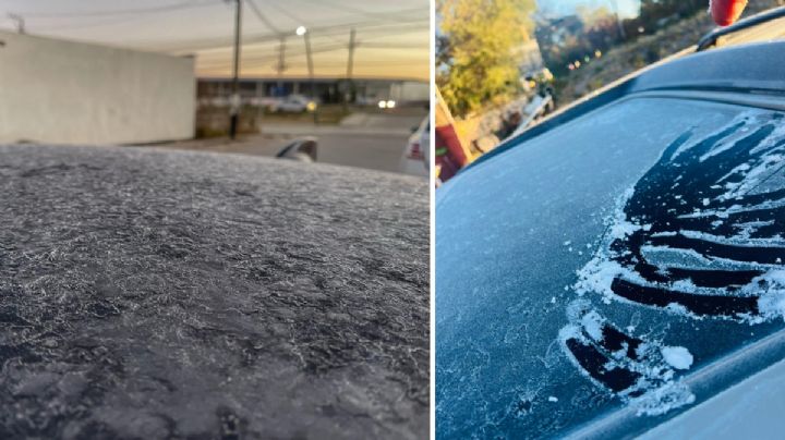 Con hielo, así amanecen los coches en el noreste de Guanajuato