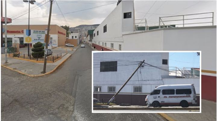 Denuncian a conductor de combi de Pachuca: choca, derriba poste y huye | FOTOS