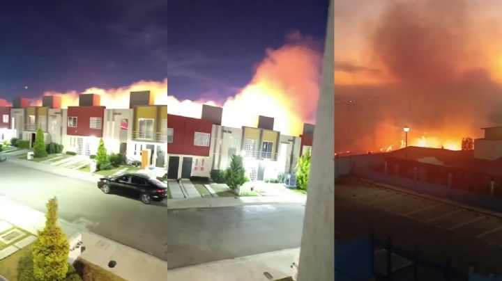 Incendio amenaza con arrasar casas en Tizayuca; Hidalgo | VIDEO