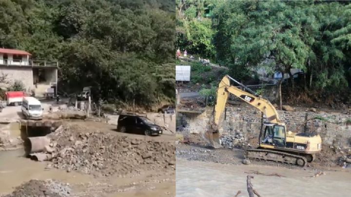 Rehabilitan puente provisional en Zontecomatlán tras lluvias en últimos días de noviembre
