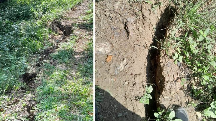 Se forma enorme grieta en comunidades de Huejutla, tras las lluvias