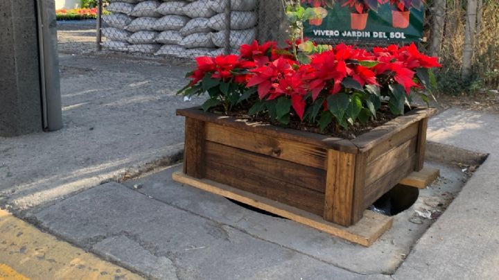 Tapan registro de la CFE sin tapadera con adorno navideño