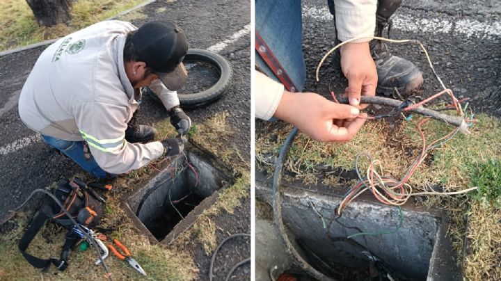 Roban cables de semáforos y provocan caos vial en Celaya