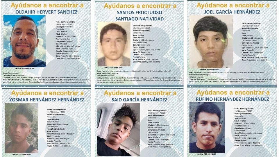 Los seis hidalguenses fueron encontrados en Sinaloa
