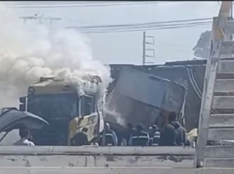 Arde tráiler: tren lo embiste en Celaya