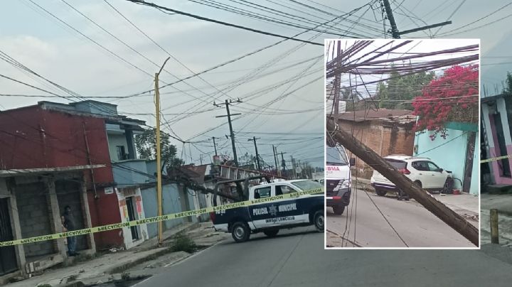 Accidente en Ixhuatlancillo provoca cierre vial tras choque contra poste de Telmex