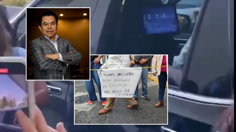 Trabajadores del CAE confrontan a secretario de Salud, Valentín Herrera, por bono en vales de despensa