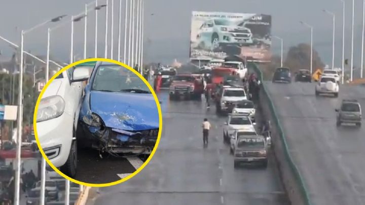 Carambola en Puebla provoca caos en puente de Central de Abastos; hay siete vehículos involucrados