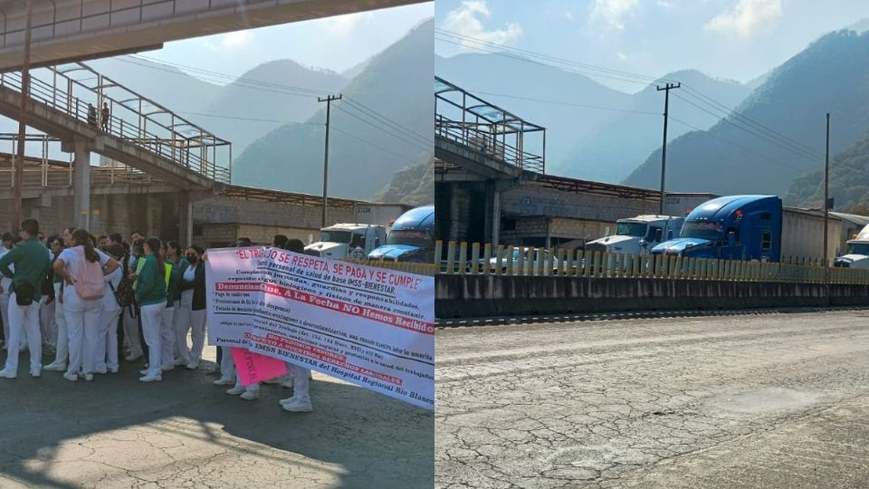 Trabajadores del IMSS-BIENESTAR bloquean carretera en Río Blanco; esto exigen