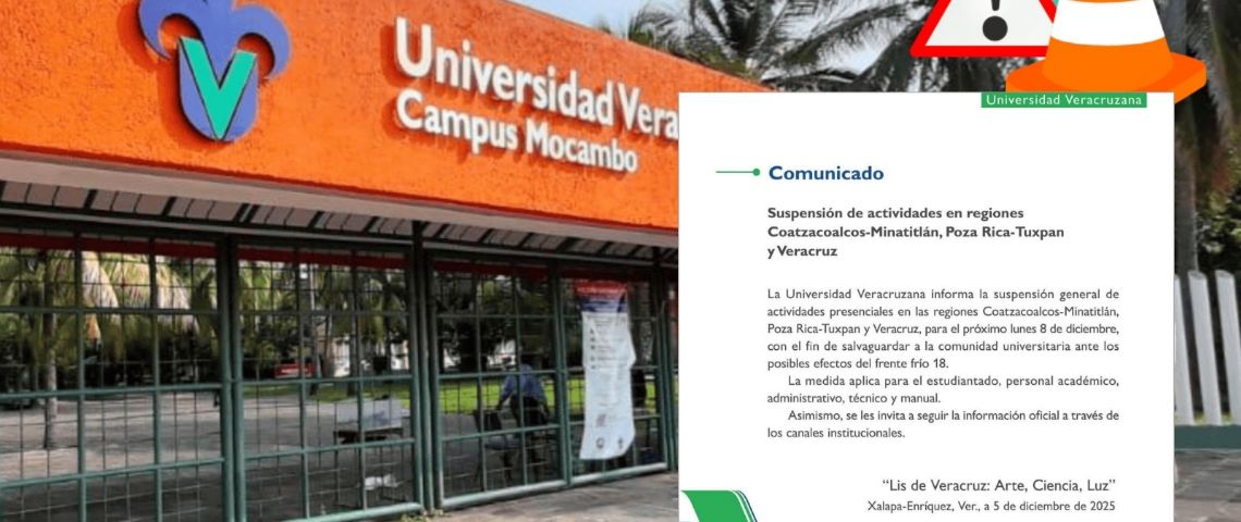 En estas 3 regiones suspende clases la UV el lunes 8 de diciembre por frente frío