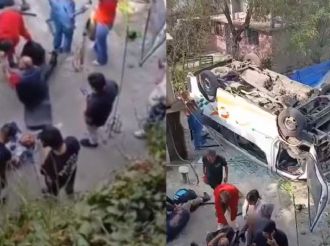 Nueve heridos tras caída de autobús a una barranca en Edomex