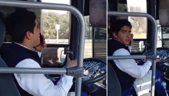 Chofer de autobús Tizayuca usa el celular mientras maneja, pone en riesgo a pasajeros I Video