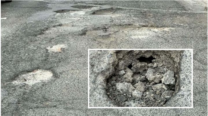 Alertan por socavón en pleno centro de Pachuca; temen que crezca | FOTOS