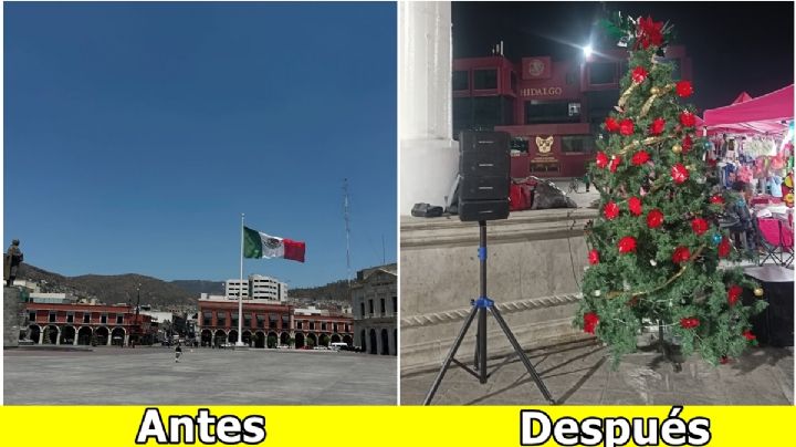 A falta de adornos en Plaza Juárez, jóvenes ponen su propio arbolito | VIDEO