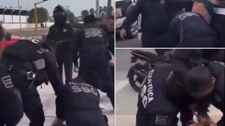 A golpes, policías someten a pareja de motociclistas por no llevar casco en Tizayuca I Video